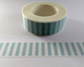 Blue Green Striped Washi Tape, Soft Teal Stripes, Decorative Tape for Bullet Journals Planners, Embellishment for Scrapbooking, Crafts