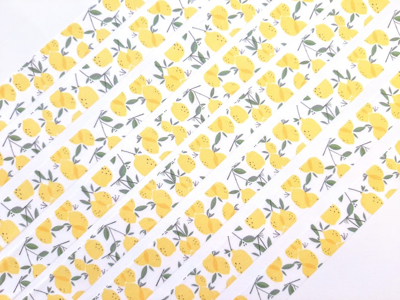 Lemon Washi Tape; Citrus Fruit Decorative Masking Tape 15mm x 7m