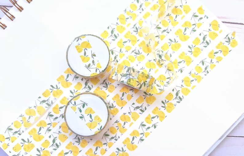 Lemon Washi Tape; Citrus Fruit Decorative Masking Tape 15mm x 7m