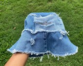 SALE Distressed Denim bucket hat