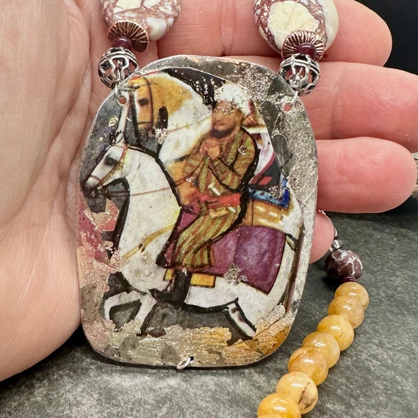 Horseman Pendant and Beaded Necklace