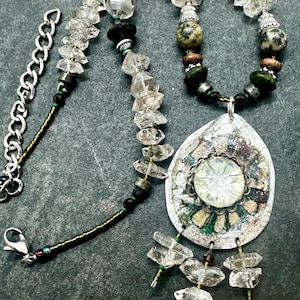 Shabby Chic Pendant and Beaded Necklace