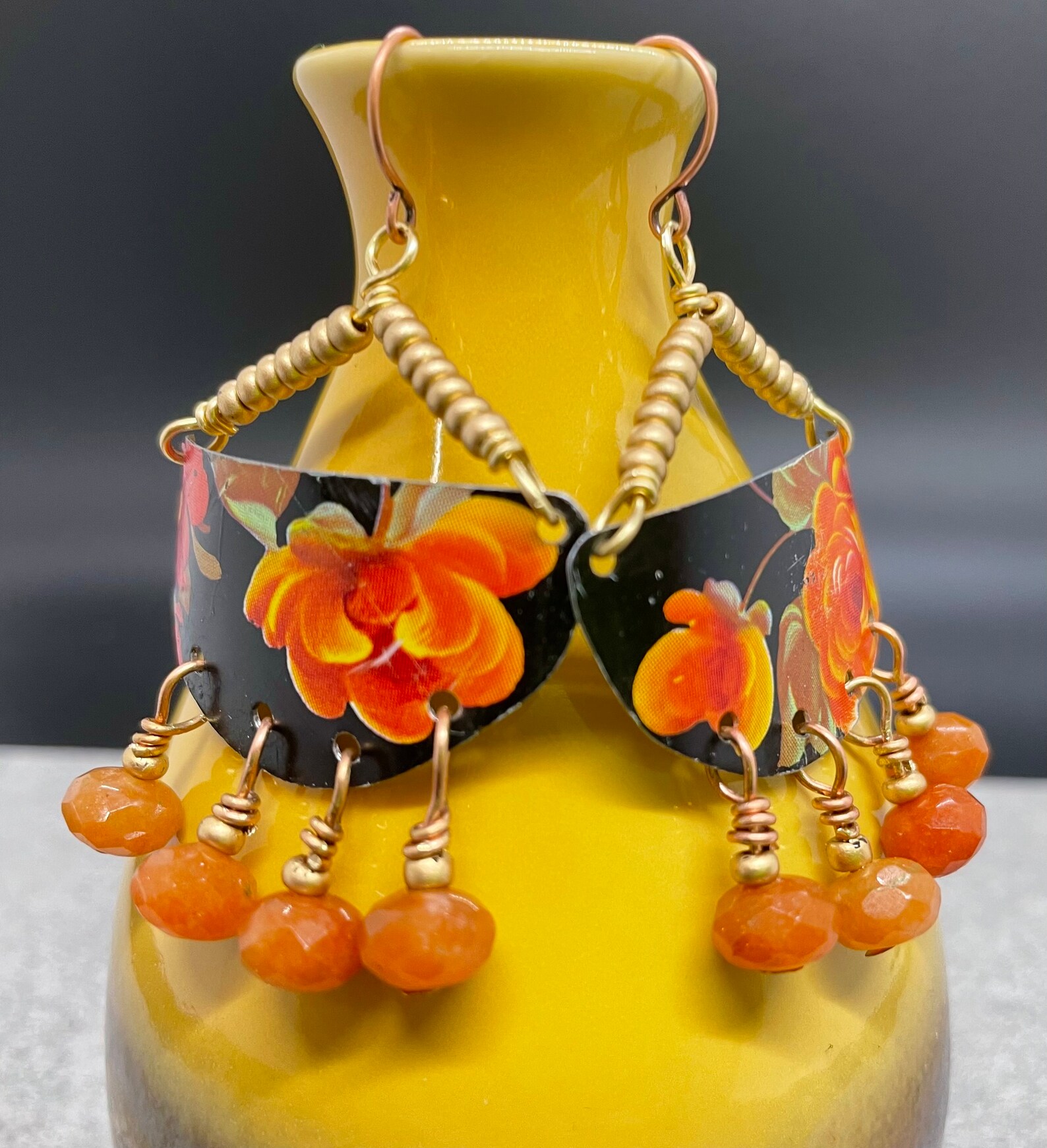 Dangle Floral Upcycled Tin Earrings Etsy