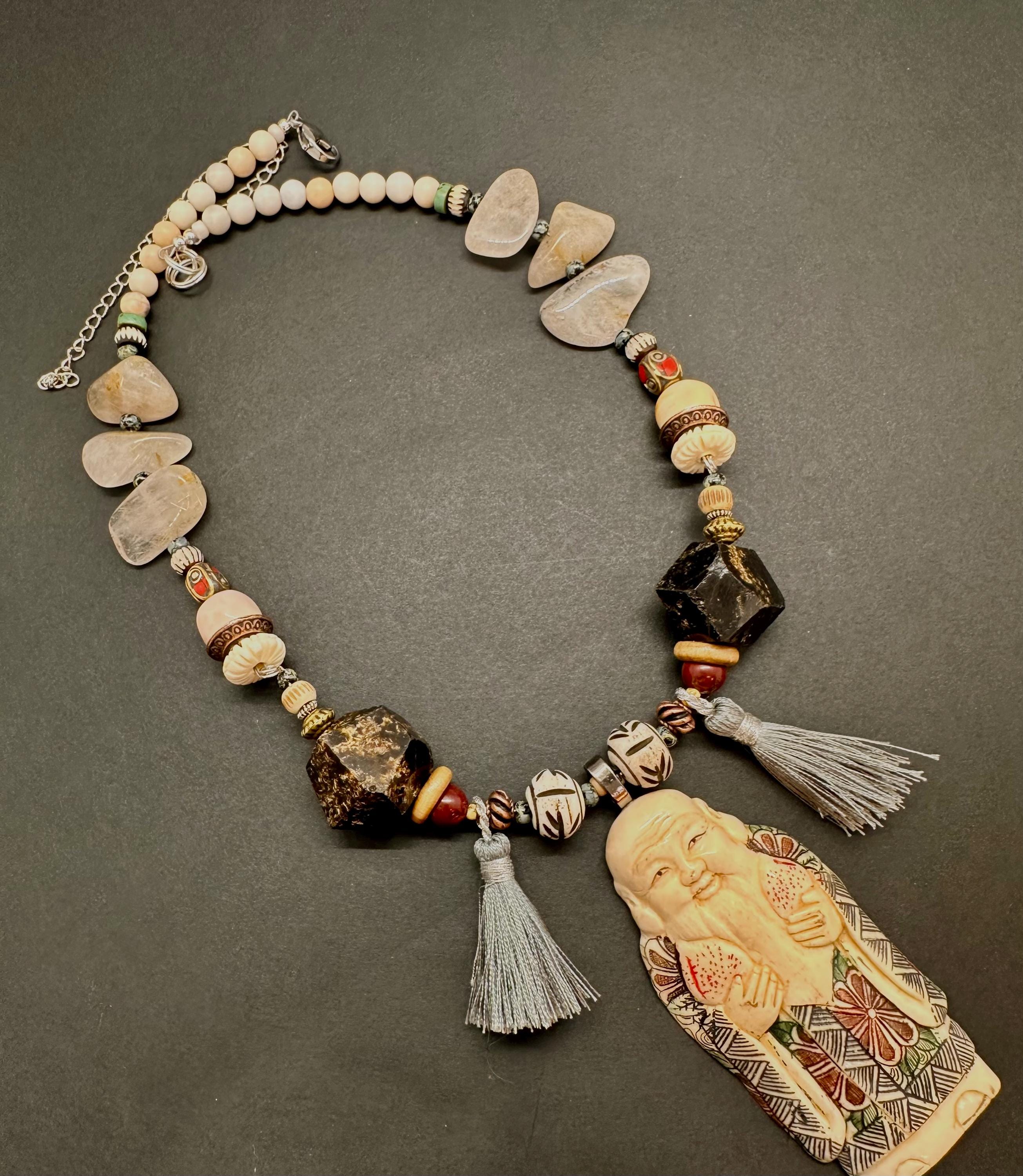 Snazzy Buddha Pendant with Beaded Necklace