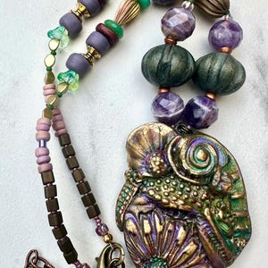 Eclectic Polymer Clay Pendant and Beaded Necklace