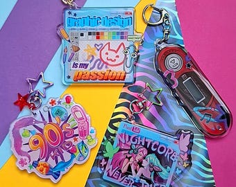 Nostalgia KEYCHAINS // childhood memory cartoon music throwback y2k retro kidcore charms