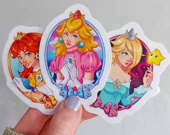 Videogame Princess STICKERS // cute video game character girls princesses vinyl die cut laminate sticker