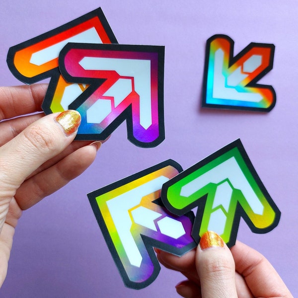 HOLOGRAPHIC DDR stickers | cute dance game arrow stickers | dance dance revolution | arcade game stickers | retro sticker