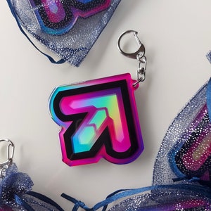 DDR KEYCHAIN // Dance Dance Revolution holographic acrylic charm rhythm arcade game holo rainbow arrow