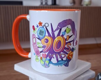 90s kid MUG // funny old nostalgia retro meme ceramic mug orange