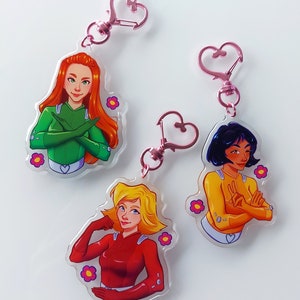 Llaveros espía secreto / arte de dibujos animados de encanto de llavero acrílico súper espía