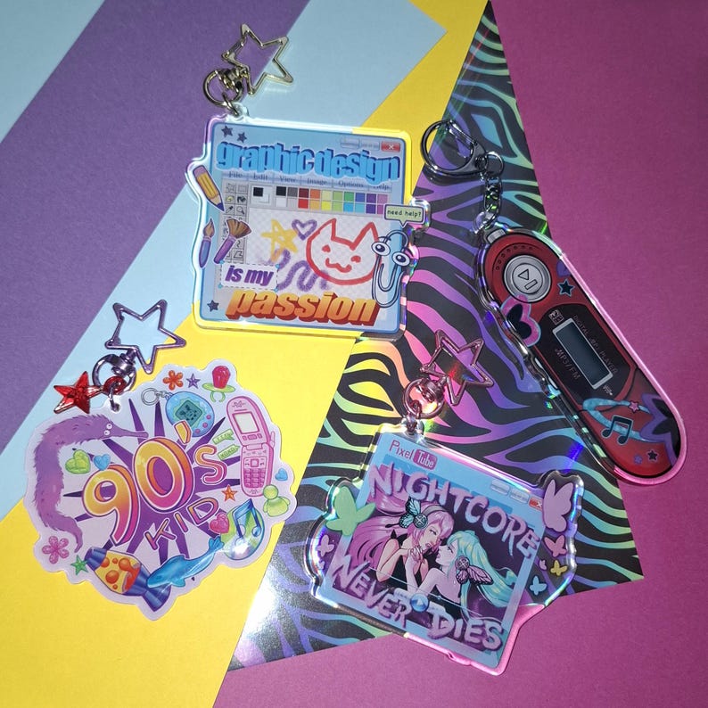 Kidcore Keychains Nostalgia KEYCHAINS // Childhood Memory Cartoon Music Throwback Y2k ...