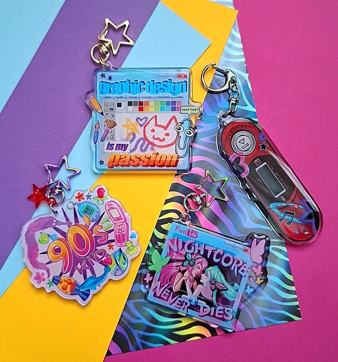 Kidcore Keychains Nostalgia KEYCHAINS // Childhood Memory Cartoon Music Throwback Y2k ...