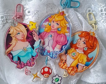 Videogame Princess KEYCHAINS // frame acrylic dangle charm keychain
