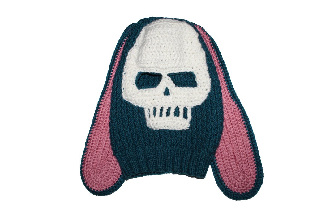 Balaclava Mask With Skull and Ears Hand Knitted Etsy