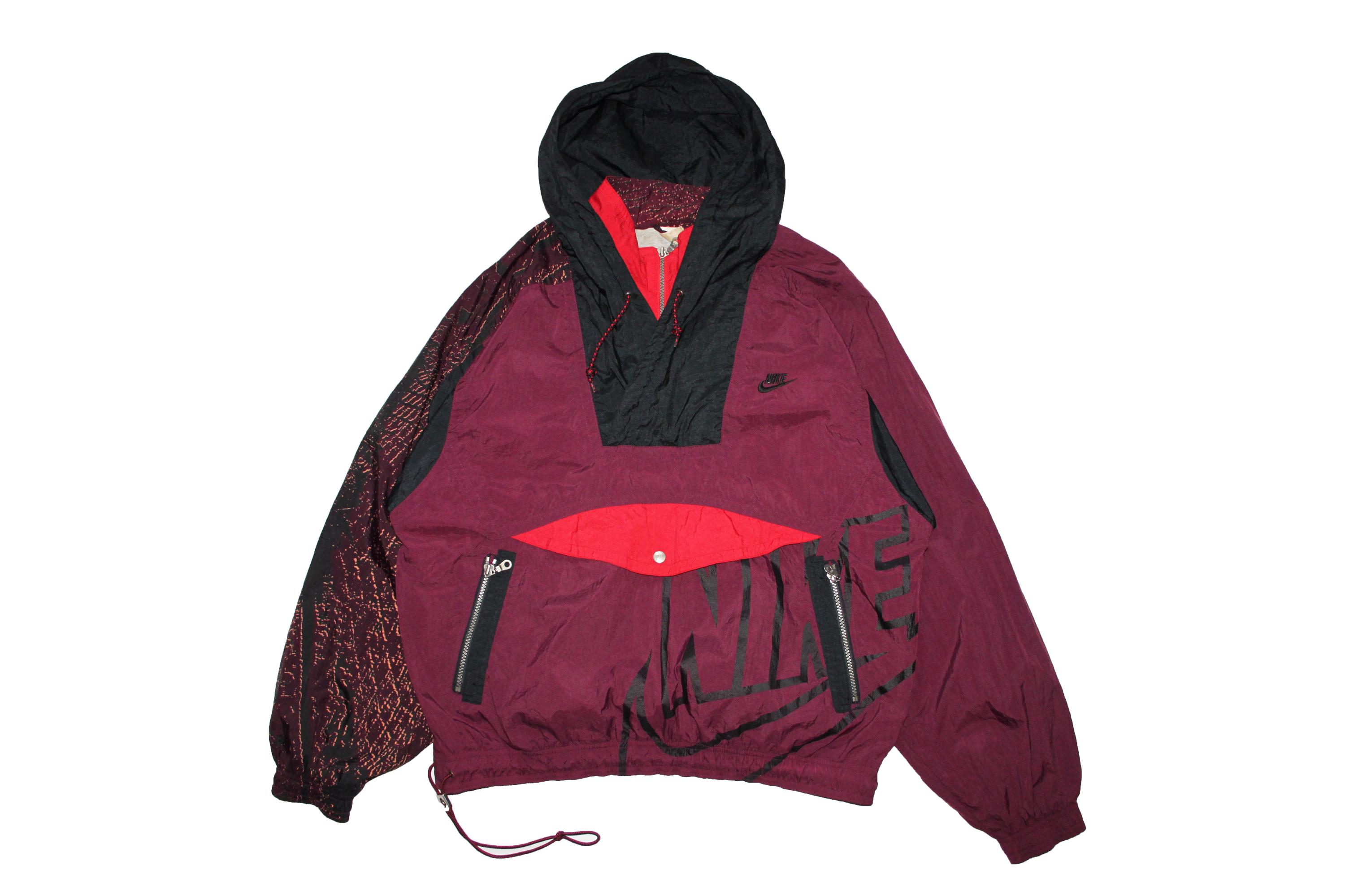 90's NIKE poly × nylon jacket 1990's Vintage Nike Big Swoosh Track Top Nylon Jacket | eBay