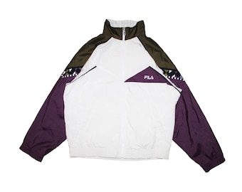 rzadka nylonowa kurtka Fila Track z pełnym zamkiem z lat 90