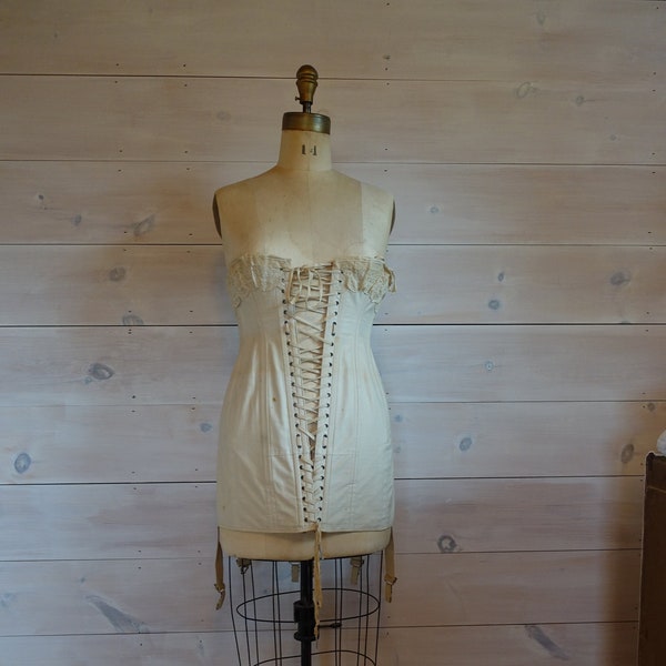 Fabulous Vintage D.F. Cage Dress Form with Edwardian Corset & Garters
