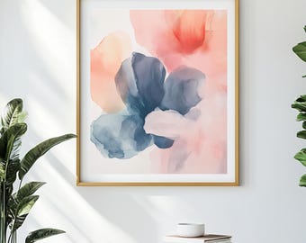 Minimalist Floral Print Girls Nursery Decor INSTANT Download Abstract Floral Decor Muted Pinks Minimalistic Art Print #1