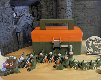 Articulated 3D printed Fishing Dragon and Tackle Box Toy