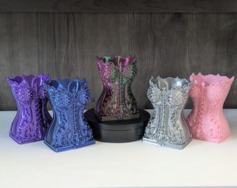 3D printed corset makeup brush pen holder desk organizer