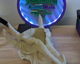 3D printed Dragon skull planter.