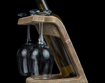 3D printed Faux Oak Wine Rest and glass holder.
