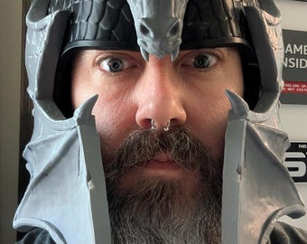 3D printed dragon knight helmet.