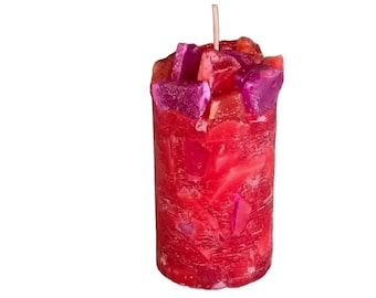 Crimson Sweet Pea Floral Scented Pillar Candle