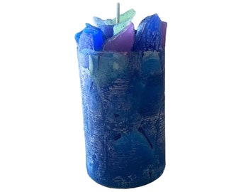 Blue Fresh Scented Pillar Candle