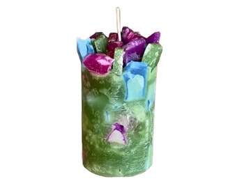 Green Freesia Floral Scented Pillar Candle