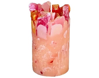 Pink Mango Peach Scented Pillar Candle