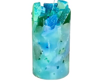 Blue Clean Cotton Scented Pillar Candle