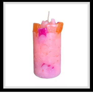 Fruity Flamingo Coral Peach & Mango Scented Pillar Candle