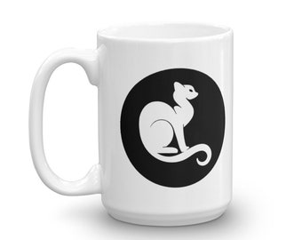 Black and White Stylized Cat Design Mug