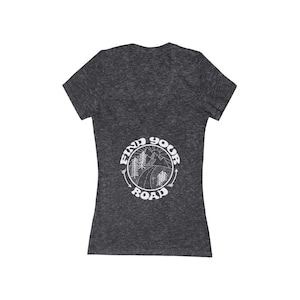 Find Your Road Adventure Self Discovery Women&#39;s Jersey Short Sleeve Deep V-Neck Tee