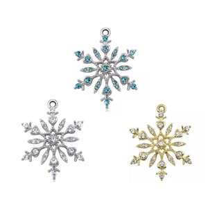 Snowflake Rhinestone Charms - Christmas Charm - Festive Charm - Holiday Charm - Winter Charm - Choose Quantity