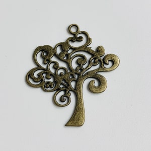 2 Tree of Life Charms - Antique Bronze - Tree of Life Pendant - Large Tree Charm - 2 Sided