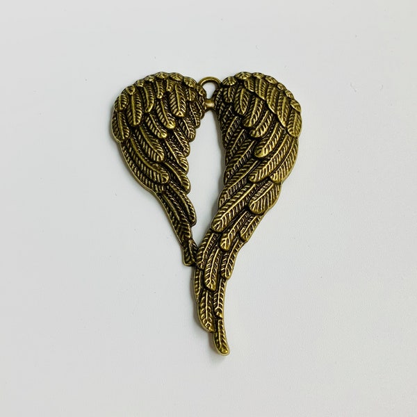 1 Large Wings Charm - Antique bronze - Angel Wings Extra Large