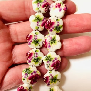 Ceramic Flower Beads - Floral Ceramic Beads - Flower Shape Beads - Floral Beads - Ceramic Beads - 15mm beads