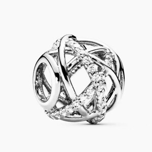925 Sterling Silver Galaxy Openwork Charm with CZ Crystals - fit for Pandora Charm Bracelets - European Bracelet Beads
