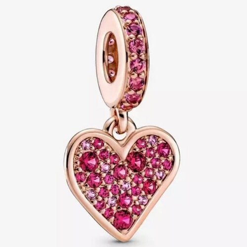 Sparkling Freehand Heart Dangle Charm 