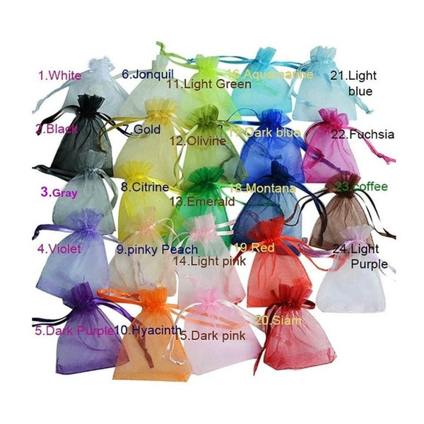 10 Organza Gift Bags -  Organza Jewelry Pouch -  Small Wedding Favor Bags - Gift Bags - 7X9cm