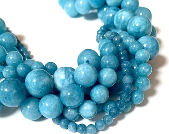Blue Chalcedony Beads - Size 4/6/8/10/12mm - One Full 15" Strand