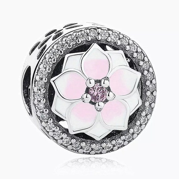 925 Sterling Silver Magnolia Bloom Charm Fit for Authentic