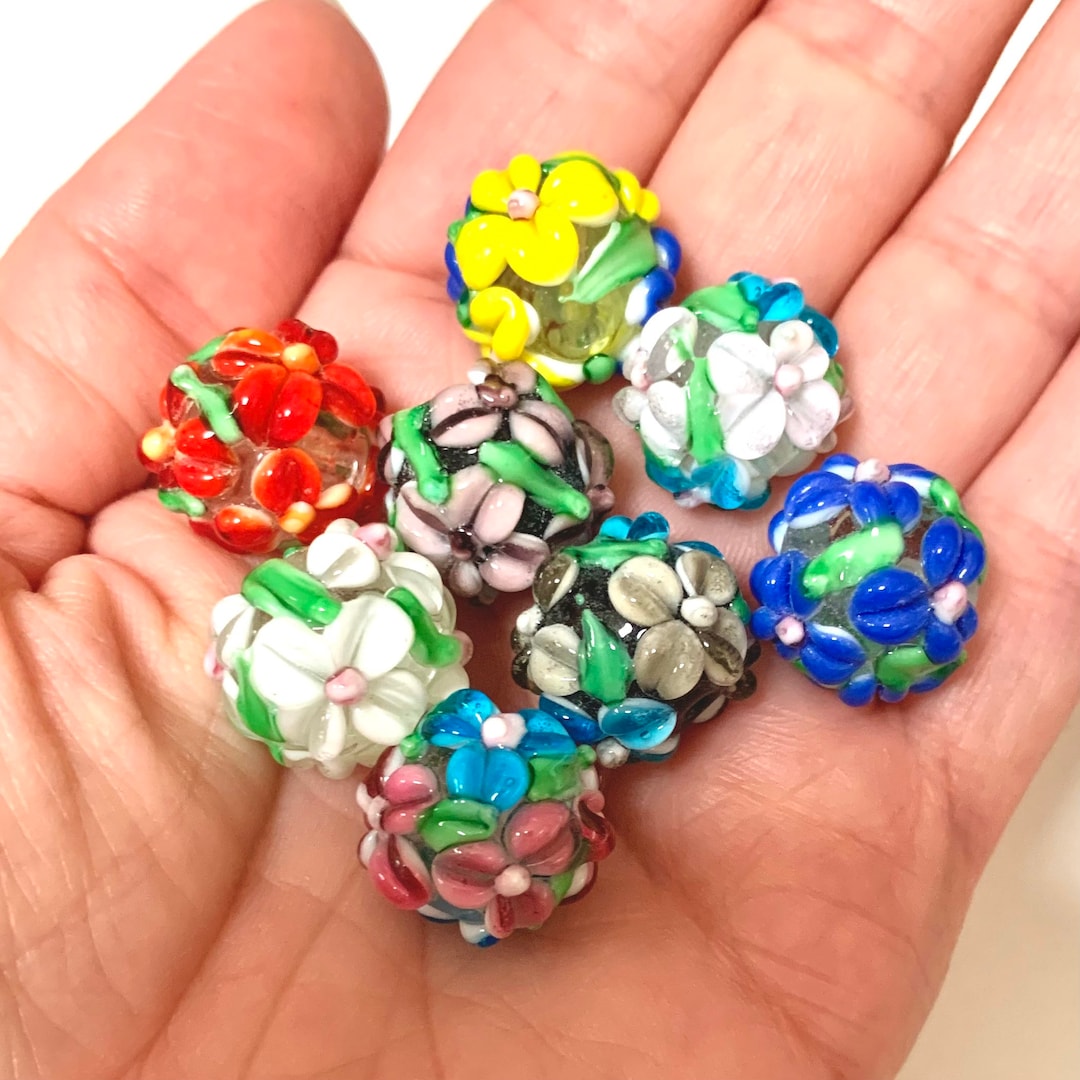 Buy 16mm Lampwork Glass Beads 3D Flower Lampwork Beads, Artisan Lampwork  Floral Glass Beads Handmade Glass Beads Online in India