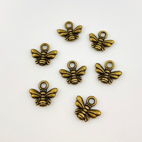 Bee Charms Antique Bronze Tone Tiny Bumble Bee Charms Etsy