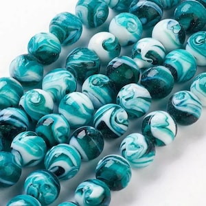 2 Lampwork Beads - 14mm Swirled Glass Beads - Handmade Glass Beads - Available in 5 colors