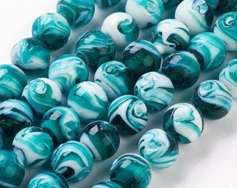 2 Lampwork Beads - 14mm Swirled Glass Beads - Handmade Glass Beads - Available in 5 colors