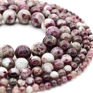 2A Plum Blossom Genuine Tourmaline Beads - Genuine Tourmaline Round Beads - 16&quot; Strand - 4/6/8/10/12mm